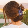 BARTOSI Copper Wire Flower Hair Claw Clips Blue Handmade Beaded Hair Clip Floral Hair Claw Clamps Hair Accessories for Women