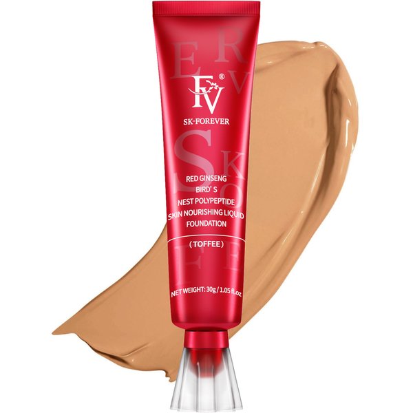 FV Waterproof Liquid Foundation with Matte Finish, Lightweight, Oil-Free, Natural Look Makeup for Combination & Oily Skin, Light to Medium Coverage, Toffee, 1 fl. oz.