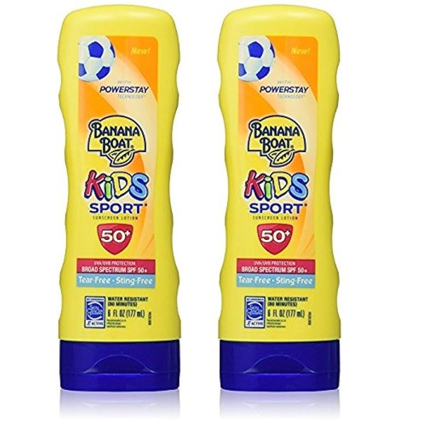 Banana Boat Kids Sport Tear-Free, Sting-Free Broad Spectrum Sunscreen Lotion, SPF 50+ - 6 Ounce (2-Pack)