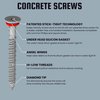 Velocity 2 1/4 Concrete Screws Kit with RedSeal Moisture Barrier (Flat Head, Size 1/4”) – Includes 12 High-Performance Concrete Screw PCS, 1 Drill Bit, and 1 Driver Bit