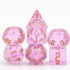 Poludie 7-Die DND Dice Set Polyhedral Dice Set with a Leather Dice Bag, D&D Dice Set for Dungeons and Dragons, RPG, MTG Table Games (Pink/G)