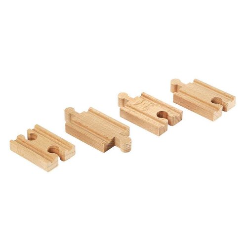 Brio World 33333-4-Piece Mini Straight Tracks | Versatile Wooden Train Set Extension | Ideal for Kids Aged 3 & Up | Compatible with Brio Railway Toys | FSC Certified for Sustainable Forestry