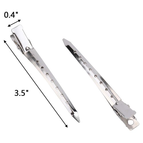 Hedume 200 Pack Duck Bill Hair Clips with Holes, 3.5" Rustproof Metal Alligator Curl Clips for Salon and Women Girls Bows DIY Accessories