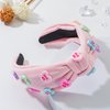 Valentine's Day Heart Candy Embellished Pink Headband Conversation HUG ME Heart Charm Knotted Headband Non Slip Wide Top Knot Fashion Hairband Hair Accessories Party Gift for Women (HUG ME-pink)