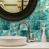 funlife 50Pcs Peel and Stick Kitchen Backsplash, Self-Adhesive Waterproof Tile Stickers, Retro Wall Decals for Home Bathroom Laundry Room Decor, 5.9"x5.9" Turquoise Marble