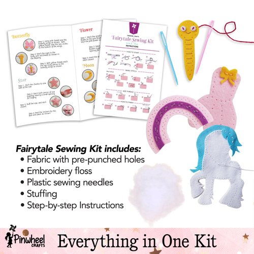 Sewing Kit for Kids Beginner – Portable Sewing Kit for Kids Ages 8-12 - Make Your Own Fairytale Characters, Educational DIY Arts & Crafts, Learn to Sew Kit Box, Birthday Gifts for Girls & Boys