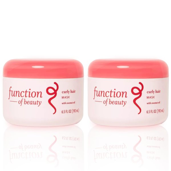FUNCTION OF BEAUTY Curly Hair Mask Base, 6.5 oz Each (2-Pack) - Deep Conditioning Formula With Coconut Oil and Shea Butter for Smooth, Hydrated, Healthier Looking Curls