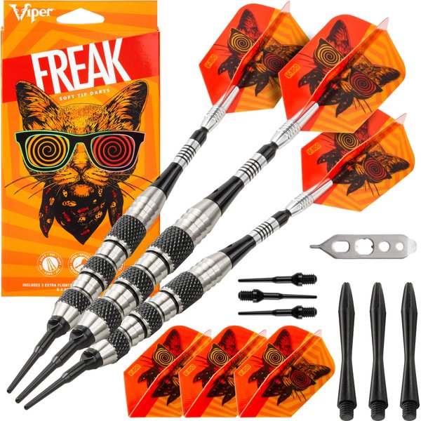 Viper by GLD Products unisex adult Viper The Freak Soft Tip Darts Triple Band 18 Grams, Black, Grams US