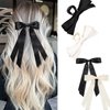 4PCS Hair Bows for Women, Black Hair Bow White Hair Bows with Silky Satin, Bow Hair Clips, Bow Claw Clip for Thick Thin Hair, Hair Accessories for Valentine's Gifts (Rice White+Black)