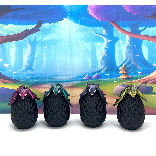 4Pcs 3D Printed Bat with Eggs, 3D Printed Egg, Articulated Fidget Toys for Halloween Decor, Halloween Decorations for Craft Haunted House Accessories Party Favors-MB001-4SET