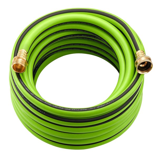 LitartPRO 1/2 inch 15FT Modified Eco-friendly PVC Garden Hose,Live Joint Brass Connector,GHT Fitting(3/4" Tap Faucet)