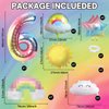 6th Birthday Decorations Girl, 6th Rainbow Birthday Balloons Set with Sun Rainbow Gradient Stars and 40 Inch Number 6 Foil Balloon for Rainbow Theme Girls 6th Birthday Party Decoration Supplies
