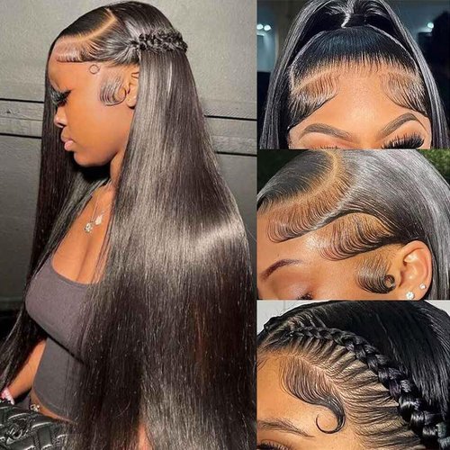 Yuyongtai 26 Inch Straight Lace Front Wigs Human Hair Pre Plucked 13x4 HD Transparent Lace Frontal Wigs Human Hair 180% Density Straight Glueless Wigs Human Hair for Women