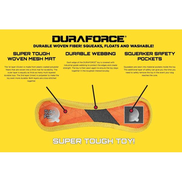 DURAFORCE-Durable Woven Fiber-Triangle Ring-Squeakers-Multiple Layers. Made Durable, Strong & Tough. Interactive Play Dog Toy (Tug, Toss & Fetch). Machine Washable and It Floats. (Regular, Blue Tiger)