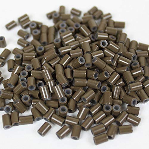 HAIR DE VILLE Silicone Lined Copper Micro Tube Rings Links Beads Linkies For I Tip Stick Glue Feather Hair Extensions (200 PCS 4mm, Brown)