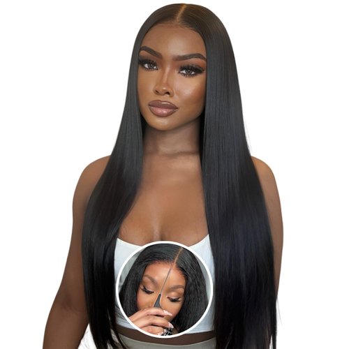 MARRYU Glueless Wigs Human Hair Pre Plucked Pre Cut 7x5 Wear and Go Straight Lace Front Wigs Human Hair Closure Wig 100% Human hair 180% Density Hd Lace Upgraded No Glue with Baby Hair