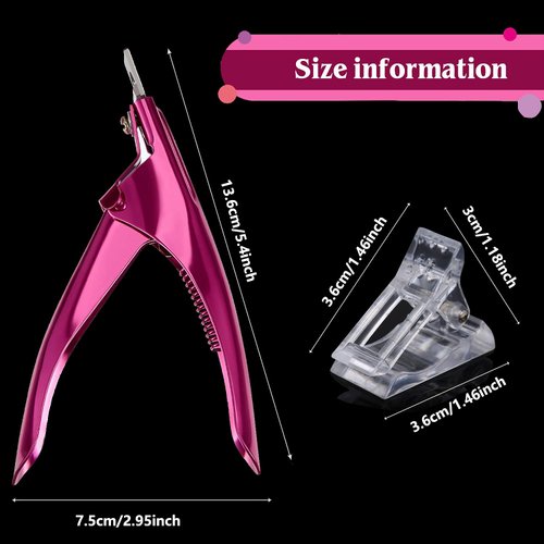 CTPC 10pcs Nails Tips Clips With Professional Fake Nail Tip Clippers For Quick Building Poly Finger Nail Gel Clear Plastic Finger Extension Forms, Manicure Nail Art Tools Kit 11 Piece Set