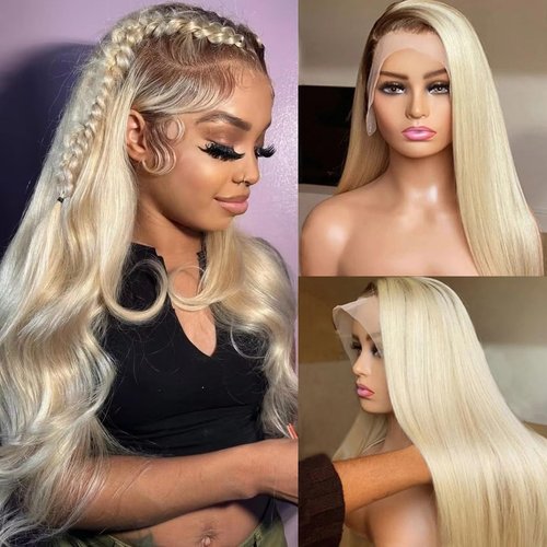 Munx Ombre Blonde Lace Front Wigs Human Hair Pre Plucked 13x4 HD Transparent Lace Frontal Wigs Human Hair 180% Density Glueless Wigs Human Hair for Black Women 18"