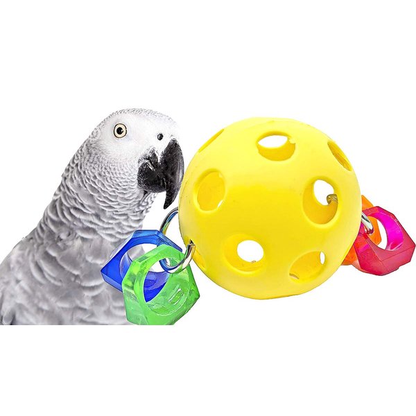 Bonka Bird Toys 3316 Ring Ball 6" Wide by 2.75" High Medium Parrot Foot Talon Cage Toy, Conure, Quaker, Ringneck, and Similar Sized Birds
