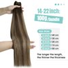 YoungSee Sew in Hair Extensions Real Human Hair Brown Balayage Weft Human Hair Extensions Dark Brown Fading to Caramel Blonde Mix Brown Balayage Sew in Real Hair Extensions for Women 20Inch 100G