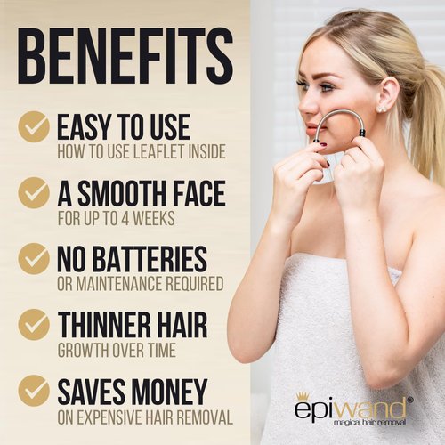 Epiwand Facial Hair Remover Spring Threading Tool - Our Women’s Facial Epilator Coil Removes Peach Fuzz, Chin, Cheek, Neck, Mustache & Upper Lip Hair Quickly - Includes Instructions & Gift Box.