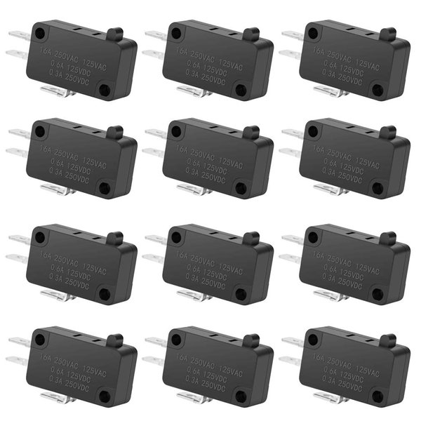 125V/250V 16A SPDT Snap Action Button Micro Limit Switch for Microwave Oven Door Arcade KW3 by MUZHI(12Pack)