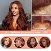 KINSTAR 13x6 Reddish Brown Lace Front Wigs Human Hair HD Lace Front Wigs Human Hair 180 Density Body Wave Frontal Wigs Human Hair with Baby Hair Colored Glueless Wigs 12Inch