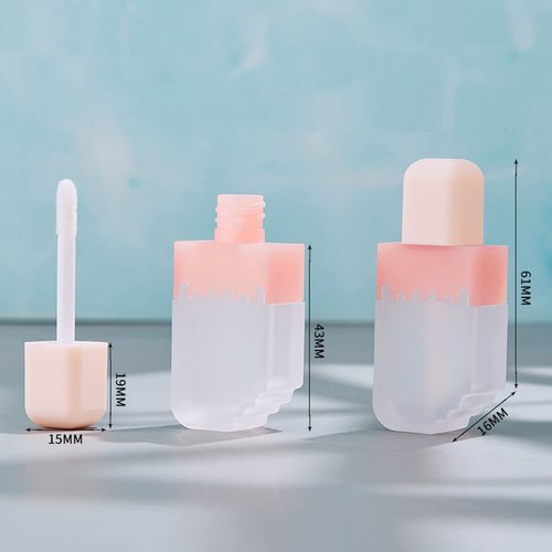 4 Pieces Empty Lip Gloss Tubes Reusable Lip Gloss Containers Ice Cream Shaped Lips Gloss Tube 5 ml Empty Refillable Lips Gloss Bottles DIY Cosmetics Lipstick Containers, Pink
