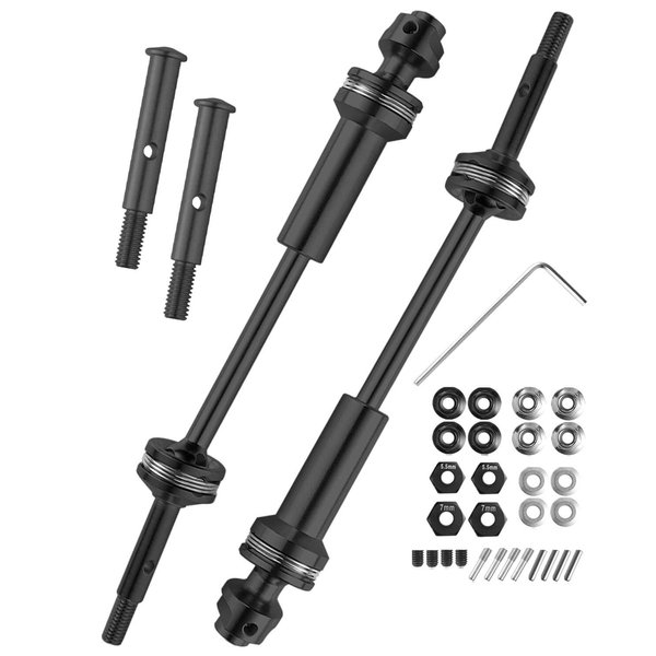 RCMYou RC Drive Shaft CVD Axles Upgrades Part for 1/10 Slash 2WD VXL Stampede 2WD VXL Rustler 2WD VXL Hoss 2WD VXL,Stainless Steel #45 Rear Driveshaft CVD Front Axles w/Hex,Black