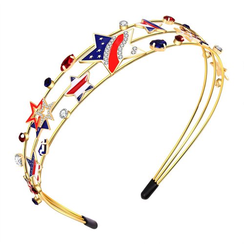 mokkia 4th of July Headband for Women 4th of July Patriotic Accessories Outfits Red White and Blue American Star Headband Jeweled Rhinestone Headband 4th of July Outfits Holiday Gifts (4th of July A)