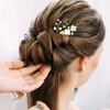 6 Pieces Flower Pearl Wedding Hair Pins, Handmade Gold Leaf Bridal Hair Styling Pins Headpiece Jewelry for Brides Bridesmaids and Flower Girls(Flower Pearl Style)