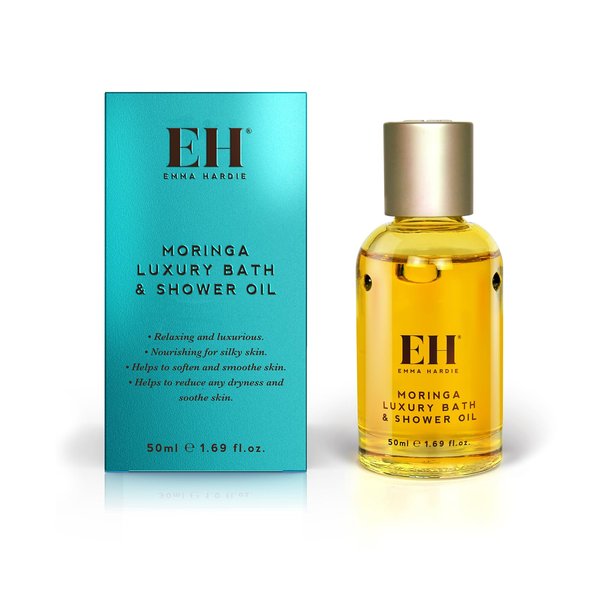 Emma Hardie Moringa Luxury Bath & Shower Oil, Shower Oil and Body Oil with Grape Seed Oil, Sweet Almond Oil, and Orange Peel Oil, Body Skin Care Products, Travel Size