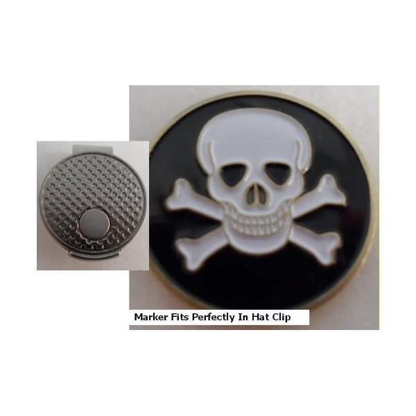 Crossbones Golf Ball Marker w/ Silver Hat Clip