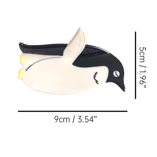 Cute Flying Penguin Hair Clip,Acetate Hair Clip,Small Claw Clip for Women, 1 Count (Pack of 1)