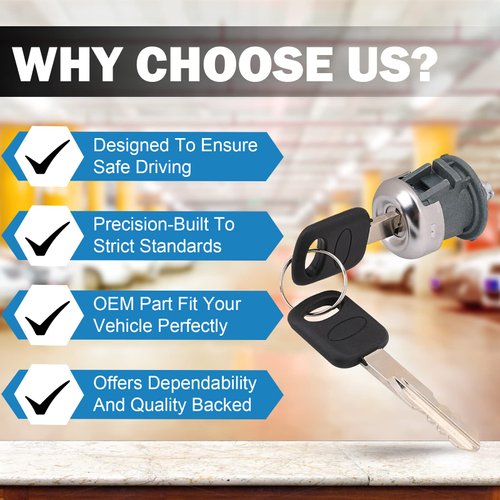 Door Lock Cylinder with Key Set Compatible with Ford F150 1997-2011 F250 1997-99 F350 Super Duty 1998-2016 - Replaces 7C3Z1521990A 7C3Z-1521990-A