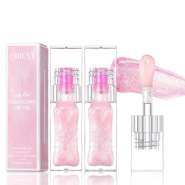 Magic Color Changing Lip Oil, Cosmetics Color Changing Lip Oil, Warm Change Hydrating Lip Gloss, Long Lasting Shimmery Lip Glow Oil, Moisturizing Non-sticky Fresh Texture Lip Oil (2pcs)