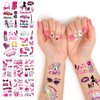 Pink Temporary Tattoos for Girls - 89+PCS Styles (10 Sheets)| Pink Birthday Decorations Hand Face Tattoo Stickers Party Supplies, Party Favors, Fan Cute, Birthday Party Gift