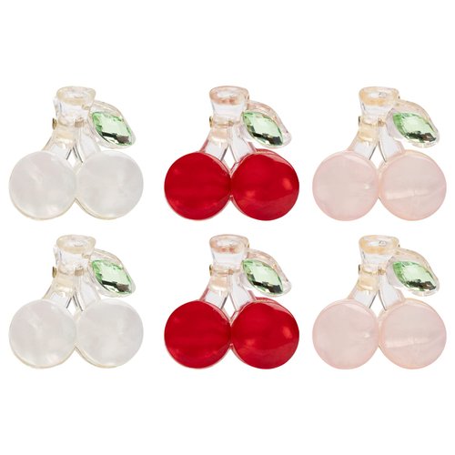 LARATH 6 Pieces Small Acrylic Hair Claw Clips Cherry-shaped Hair Jaw Clamp Non-slip Plastic Barrettes Headwear for Girls Women Gifts Hair Accessories, 3 Colors