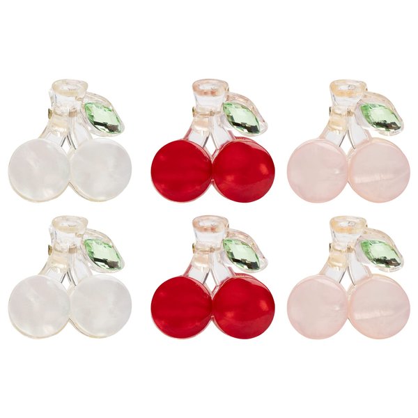 LARATH 6 Pieces Small Acrylic Hair Claw Clips Cherry-shaped Hair Jaw Clamp Non-slip Plastic Barrettes Headwear for Girls Women Gifts Hair Accessories, 3 Colors