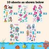 Leesgel Luminous Mermaid Party Favors, 138pcs Mermaid Temporary Tattoos for Girls, Mermaid Party Supplies