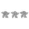 Lux Accessories Set (3pc) Floral Silver Tone Mini Clear Crystal Rhinestones Fashionable Hair Claws