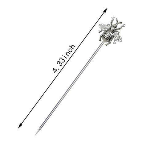 RR-RUOSHUI 8 PCS bees cocktail Reusable picks，Stainless Steel Cocktail Picks for Appetizers Olives Brandied Cherries Skewers