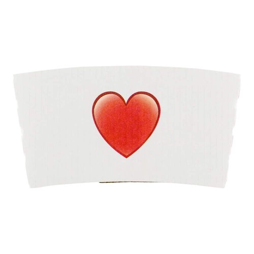 Restaurantware SLEEVES ONLY: Restpresso 5.1 x 2.8 Inch Coffee Cup Sleeves 50 Corrugated Hot Cup Sleeves - Heart Emoji Heat-Tolerant White Paper Disposable Coffee Sleeves Secure Grip