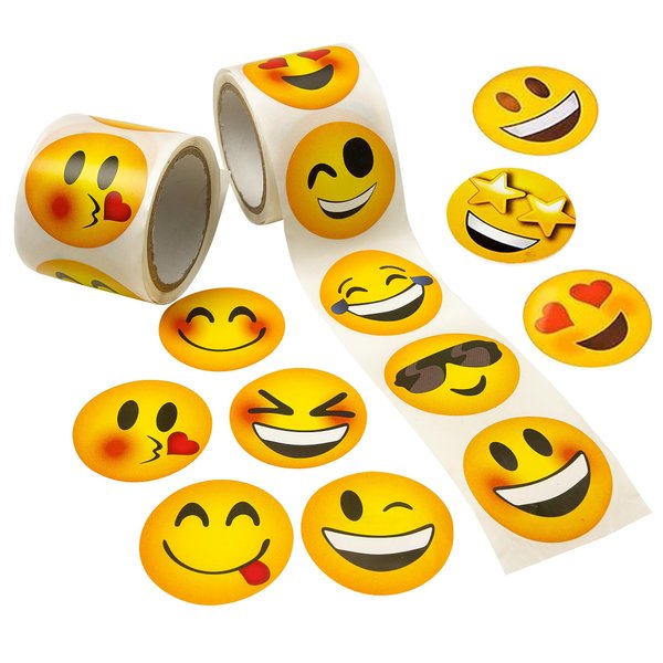 Playbees Emoticon Stickers - 2 Rolls - Kids' Party Favors, Game Prizes, Novelty Toys, Wall Decor, Scrapbooking, Girly Collections, Arts and Crafts