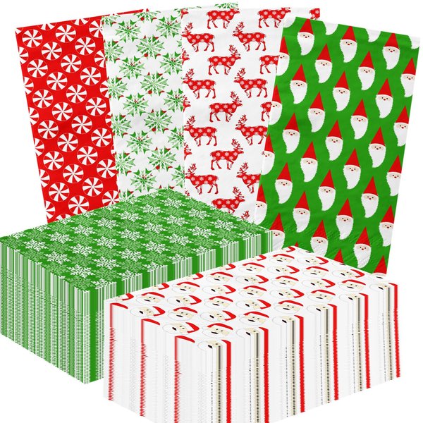 40 Pcs Christmas Napkins Paper Disposable Christmas Cocktail Napkins Christmas Dinner Napkin Paper Towel for Home Kitchen Bathroom Xmas Party Decorations Holiday Party Supplies
