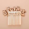 Teyglen Women Dainty Silver Gold Green Rhinestones Bride Wedding Hair Comb Luxurious Hair Accessories Shiny Red Blue Rhinestones Bridal Side Hair Combs for Women Bride Girls (Gold Red)
