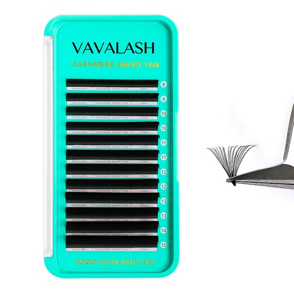 VAVALASH Cashmere Easy Fan Lashes 0.03 0.05 0.07 C/CC/D/DD Volume Lash Extensions 8MM-20MM Matte Black Self Fanning Eyelash Extensiones, Professional Supplies for Lash Artists (D-0.07,8-15mm)