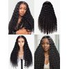 SHINEWIGHAIR Deep Wave Lace Front Wigs Human Hair 7x5 HD Lace Front Wigs Human Hair Pre Plucked Curly Wig Glueless Wigs Human Hair 200% Density For Black Women Natural Wig (Natural, 22inch)