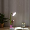 Uniwit Desk Lamp for Kids Sunflower LED Charging Table Lamp Support Eye Protection Small Desk Folding for Reading,Study and Office, Adjustable Brightness - Pink