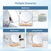 B Beauty Planet 20X Magnifying Mirror with Bamboo Base, Double Sided Magnifying Mirror with 20X/1X Magnification, 360° Swivel Tabletop Mirror with Storage Stand, Round Makeup Mirror for Bedroom 8IN